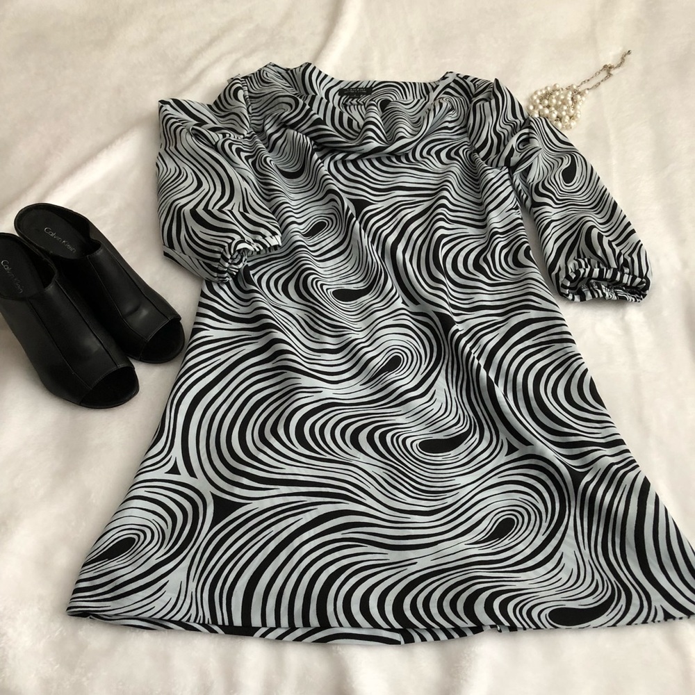 Tahari black and white Pucci-style dress